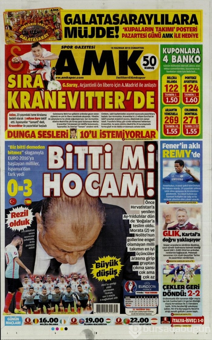 Günün gazete manşetleri - 18 Haziran 2016