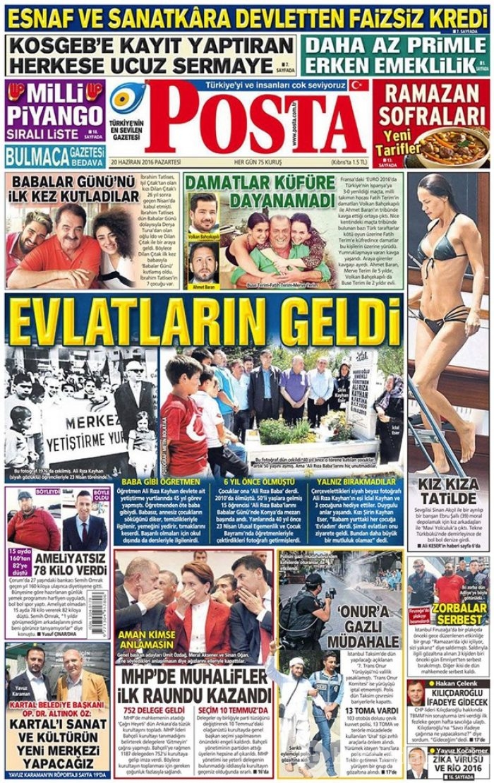 Günün gazete manşetleri - 20 Haziran 2016