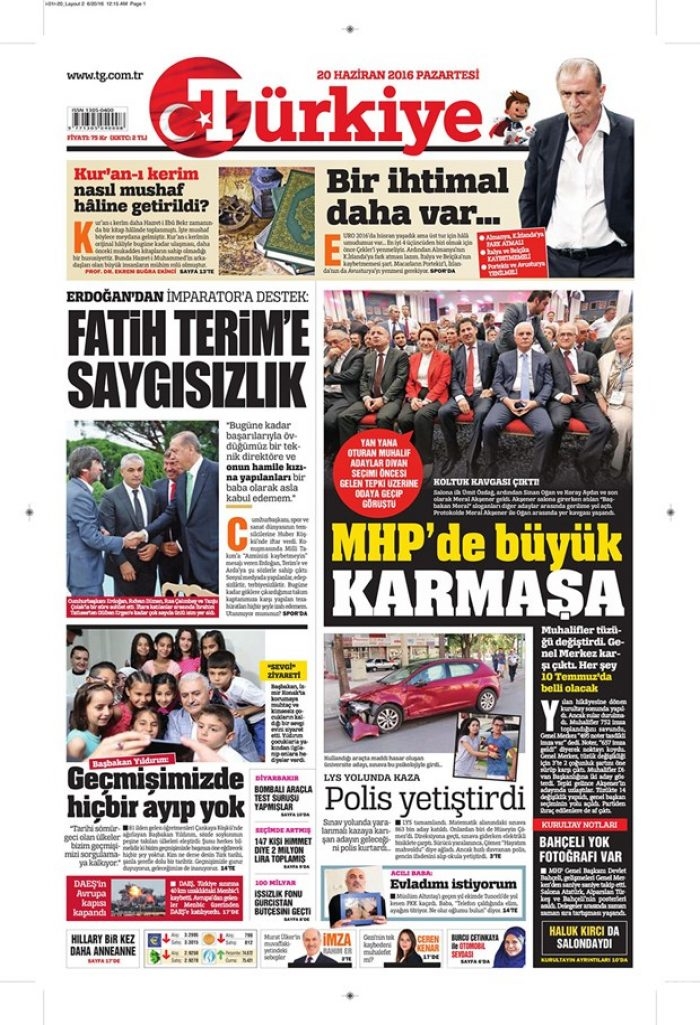 Günün gazete manşetleri - 20 Haziran 2016