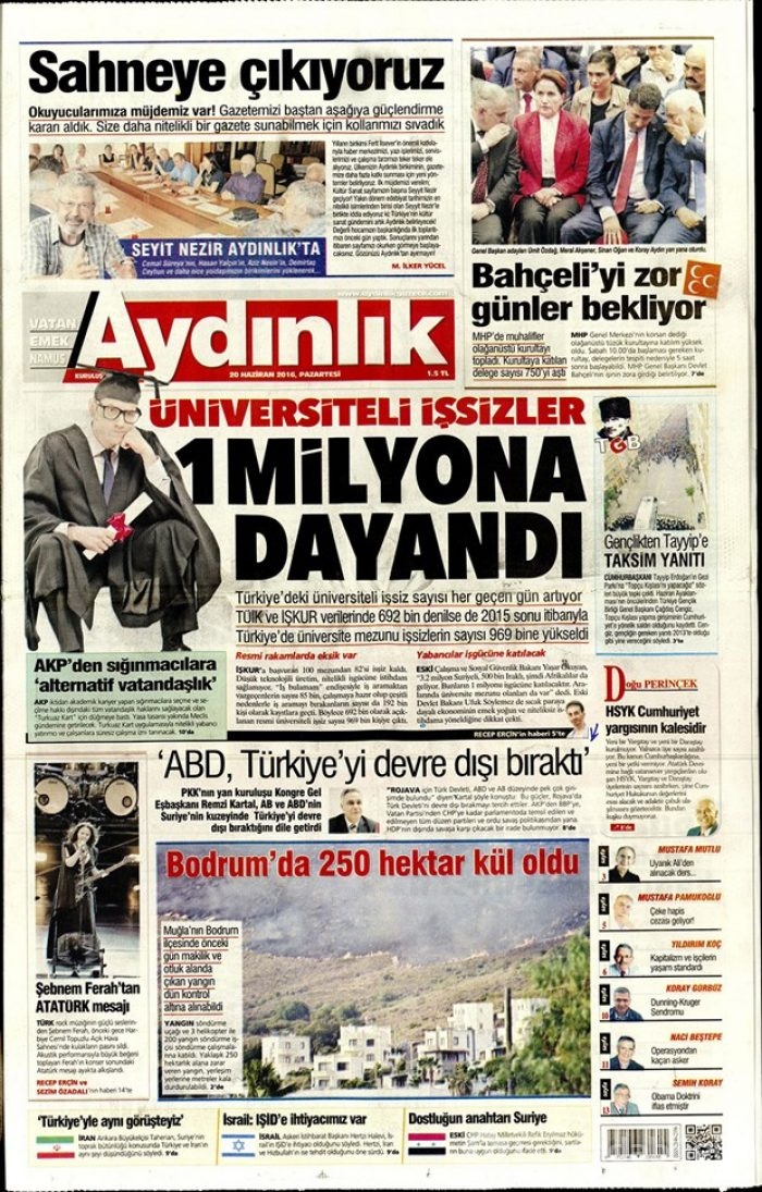 Günün gazete manşetleri - 20 Haziran 2016