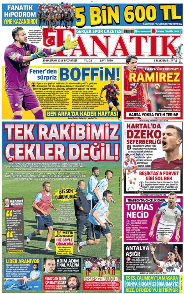 Günün gazete manşetleri - 20 Haziran 2016