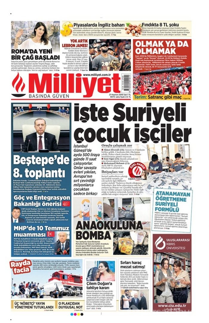 Günün gazete manşetleri - 21 Haziran 2016