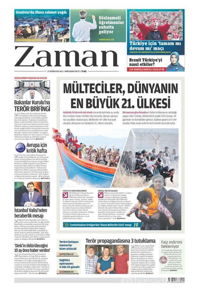 Günün gazete manşetleri - 21 Haziran 2016