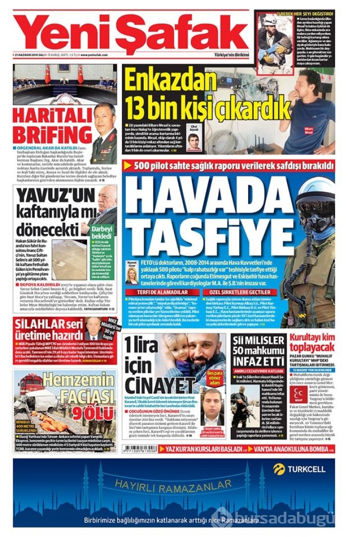 Günün gazete manşetleri - 21 Haziran 2016