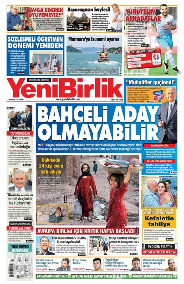 Günün gazete manşetleri - 21 Haziran 2016