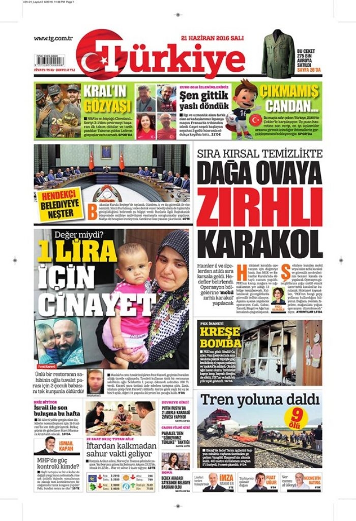 Günün gazete manşetleri - 21 Haziran 2016