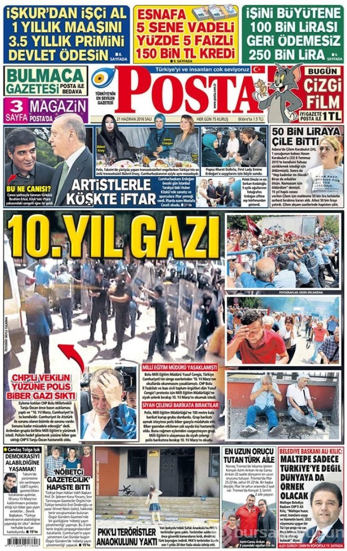 Günün gazete manşetleri - 21 Haziran 2016