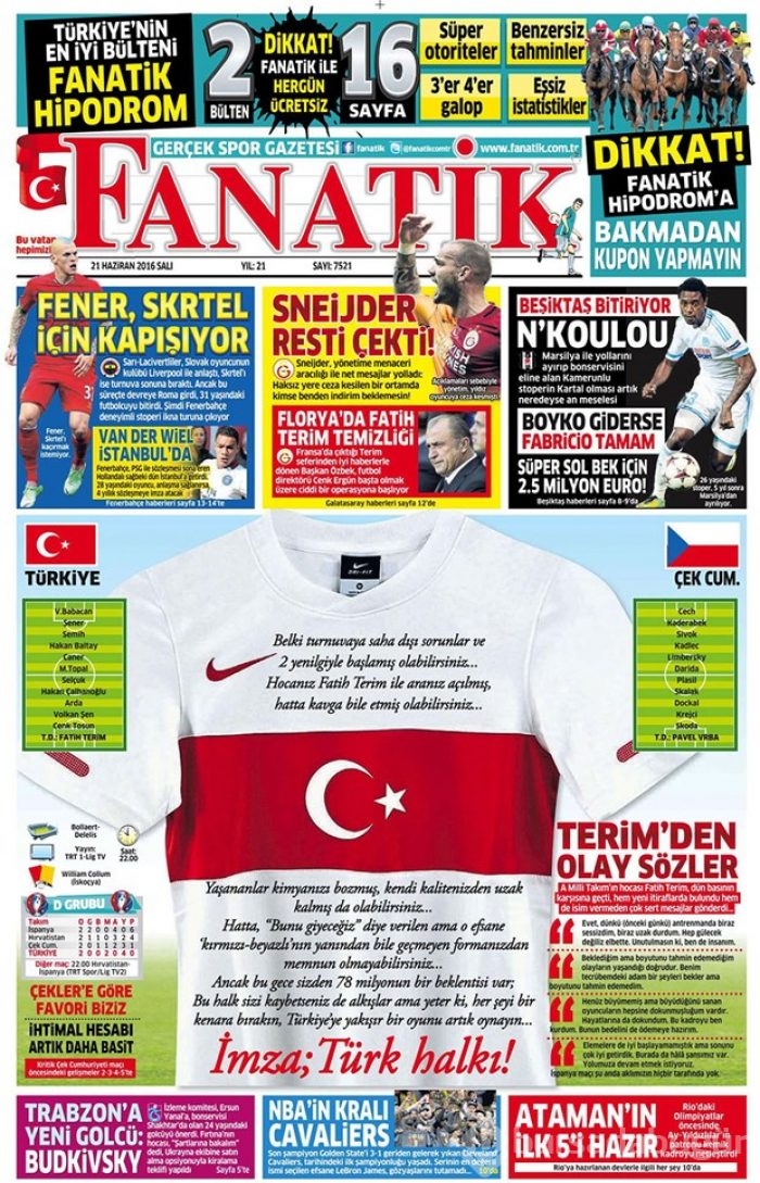 Günün gazete manşetleri - 21 Haziran 2016