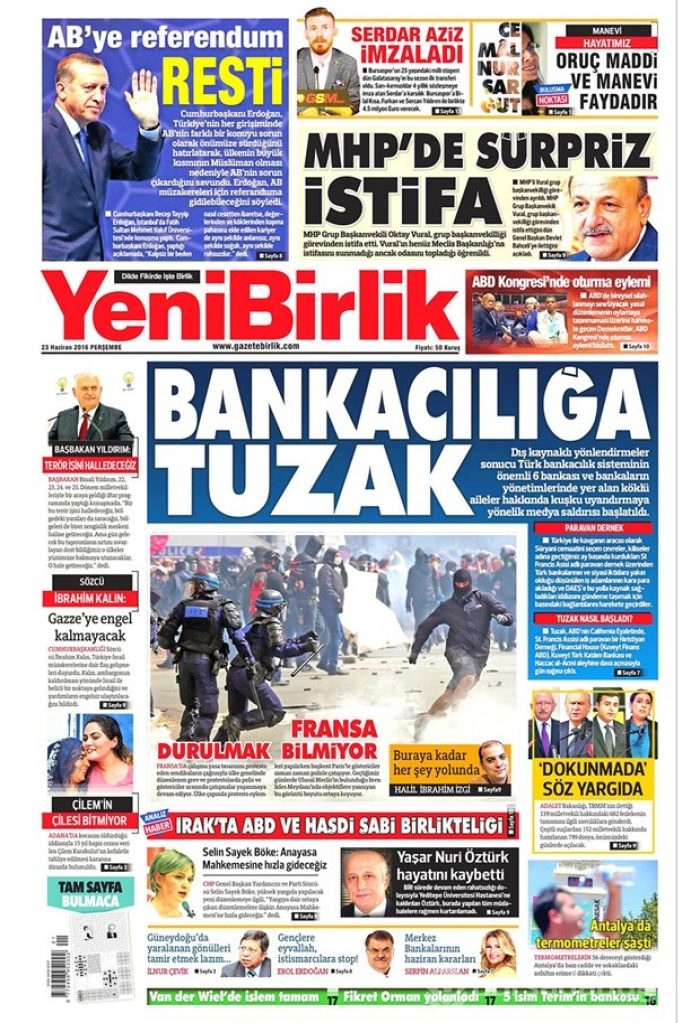 Günün gazete manşetleri - 23 Haziran 2016