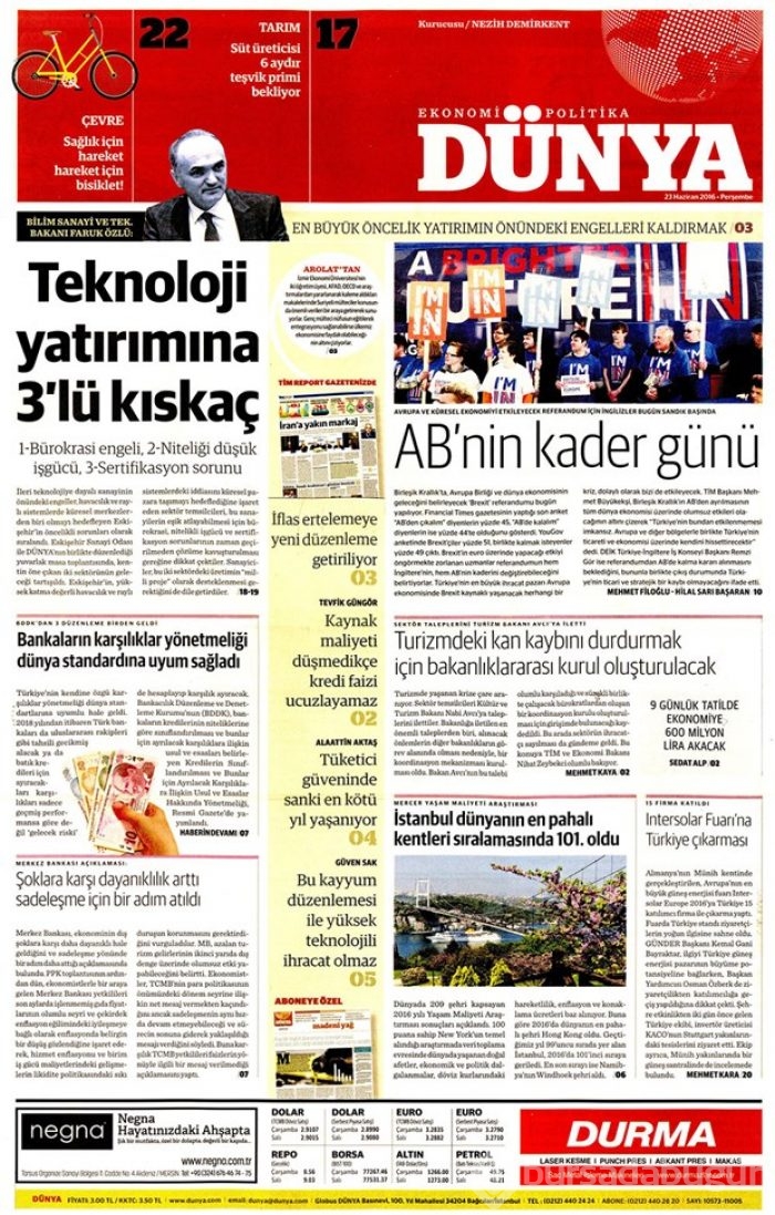 Günün gazete manşetleri - 23 Haziran 2016