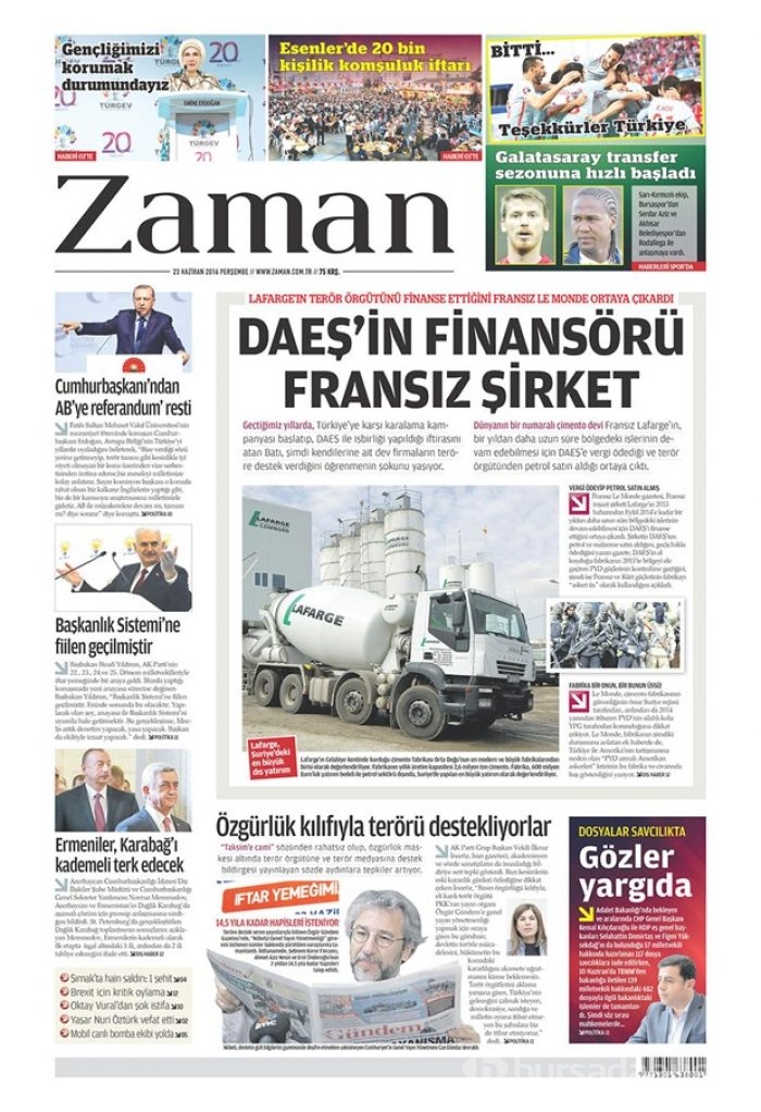 Günün gazete manşetleri - 23 Haziran 2016