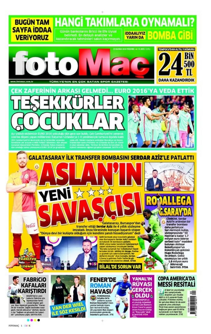 Günün gazete manşetleri - 23 Haziran 2016