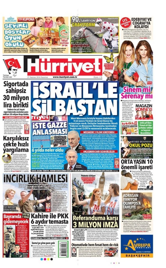 Günün gazete manşetleri (27 Haziran 2016)