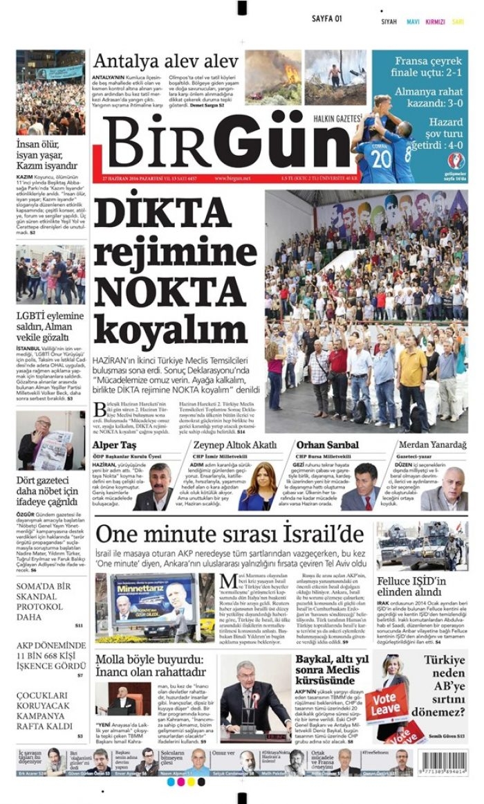 Günün gazete manşetleri (27 Haziran 2016)