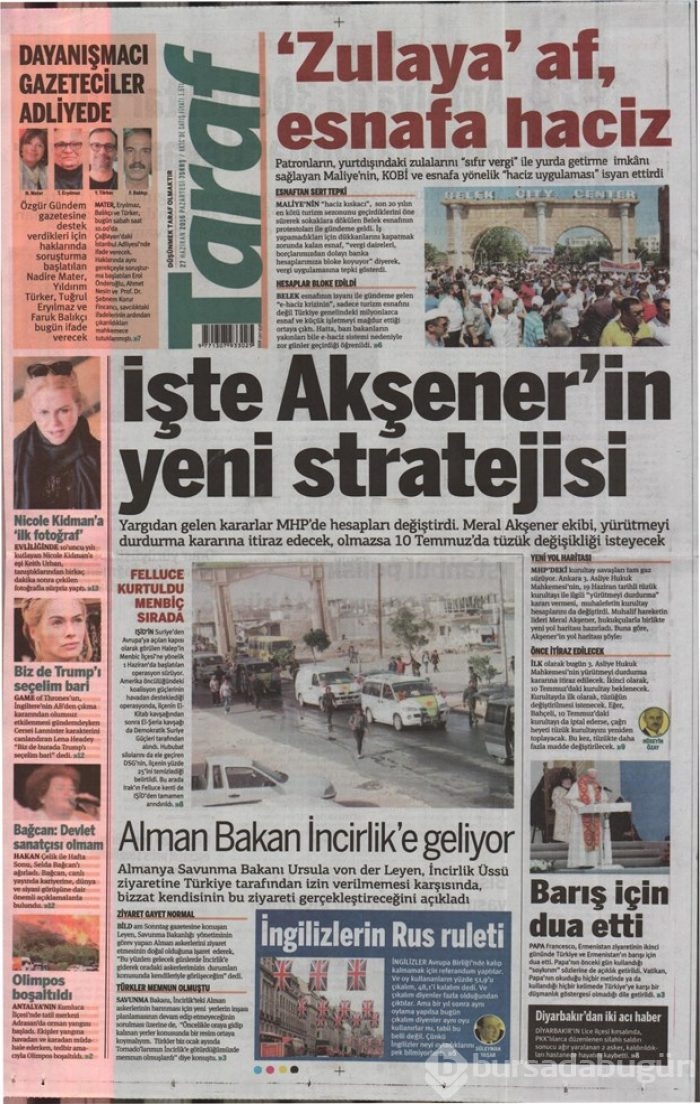 Günün gazete manşetleri (27 Haziran 2016)
