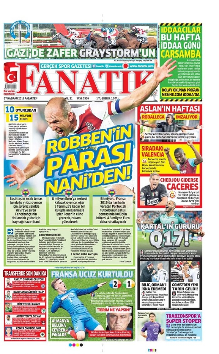Günün gazete manşetleri (27 Haziran 2016)