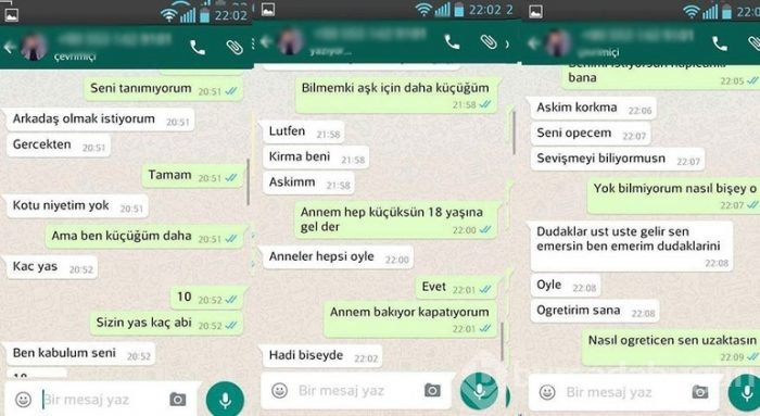 10 yaşındaki kız çocuğa mide bulandıran mesajlar!