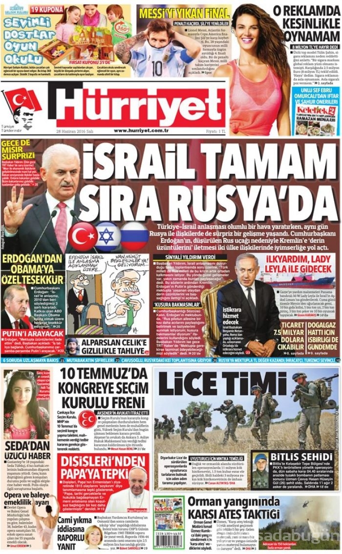 Gazete manşetleri (28.06.2016)