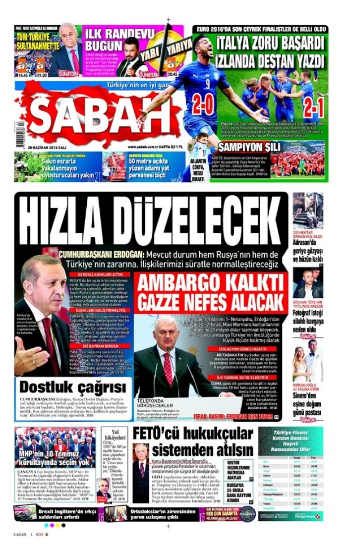 Gazete manşetleri (28.06.2016)