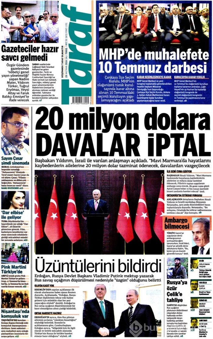 Gazete manşetleri (28.06.2016)