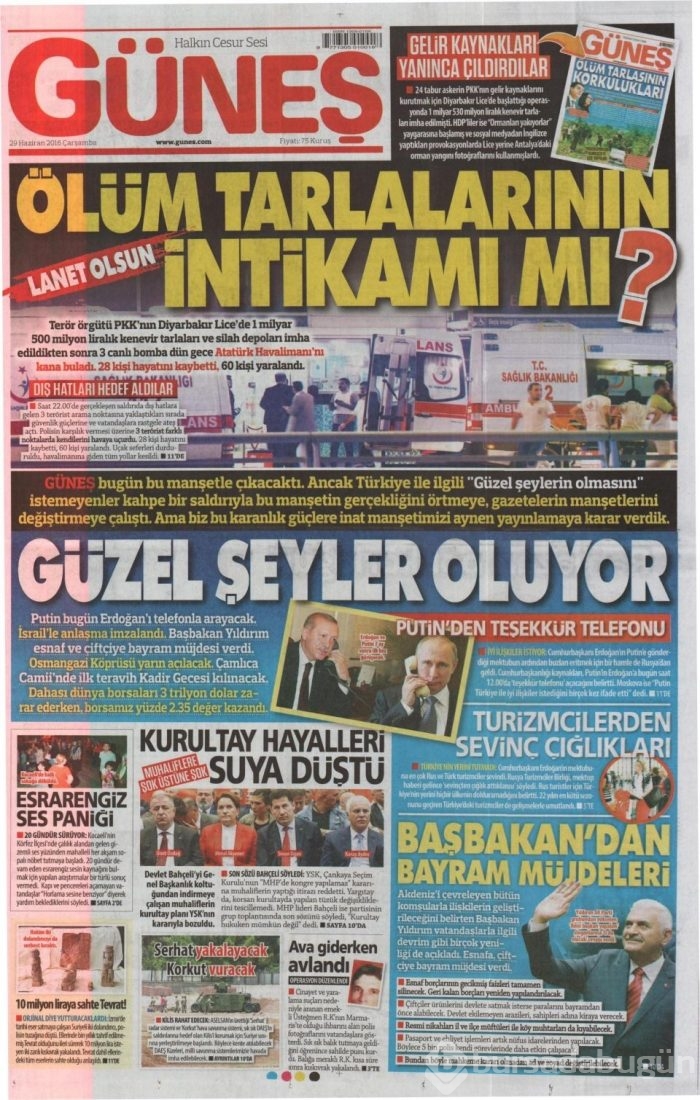 Günün gazete manşetleri (29 Haziran 2016)