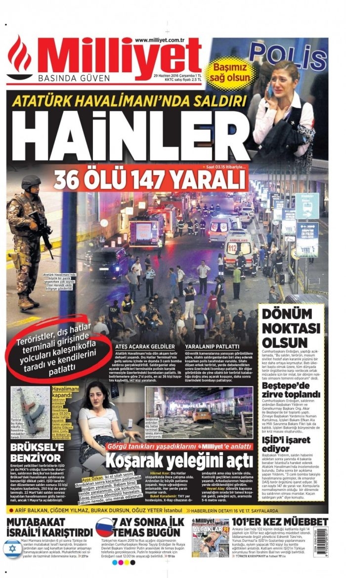 Günün gazete manşetleri (29 Haziran 2016)