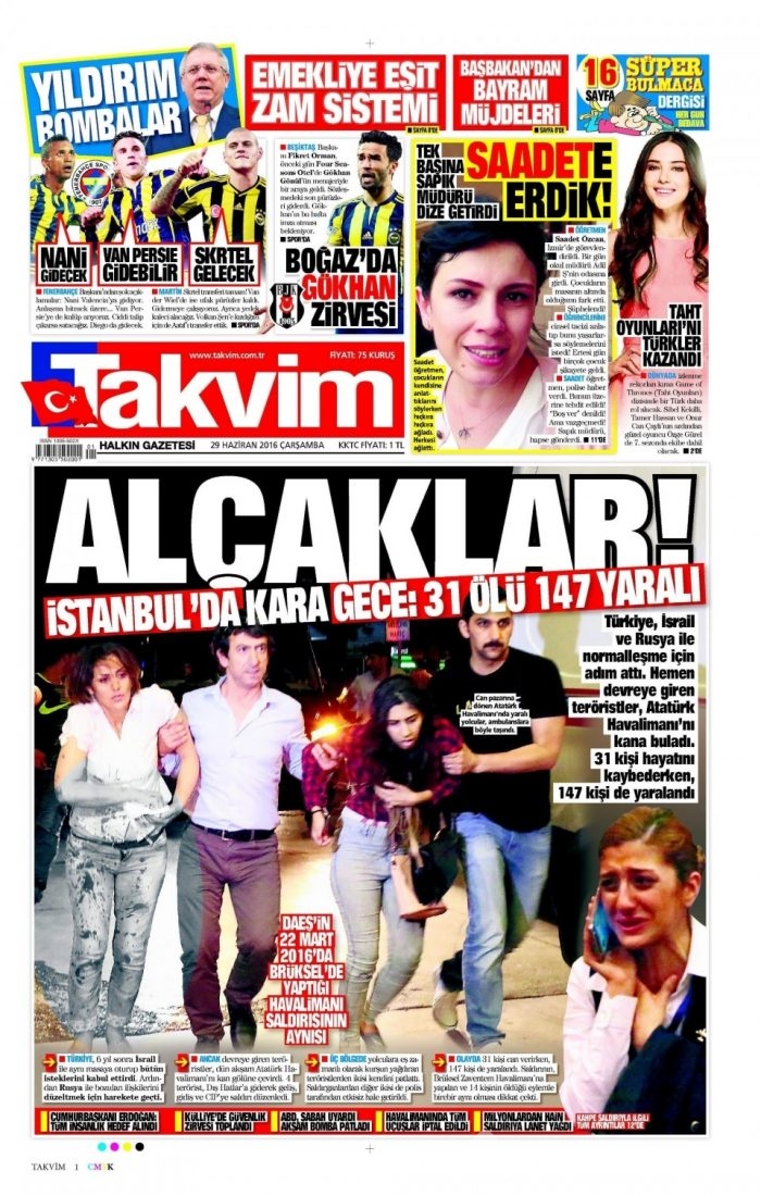 Günün gazete manşetleri (29 Haziran 2016)