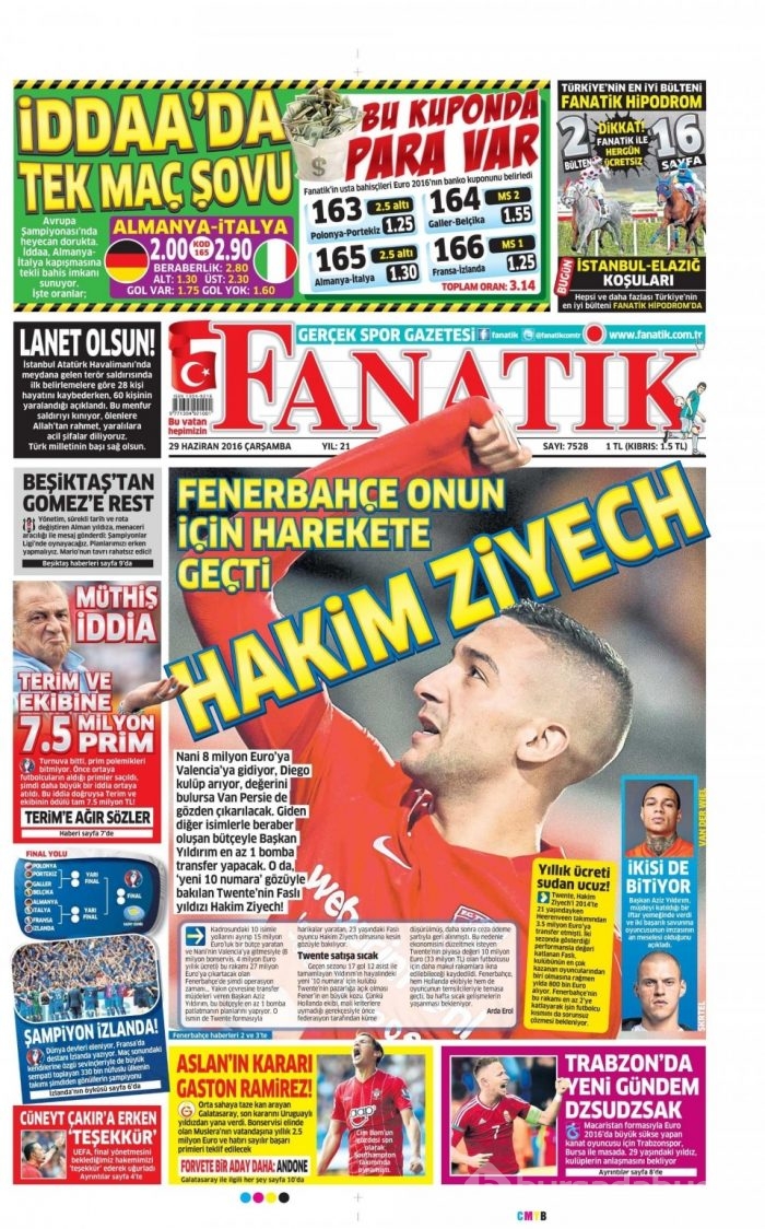Günün gazete manşetleri (29 Haziran 2016)