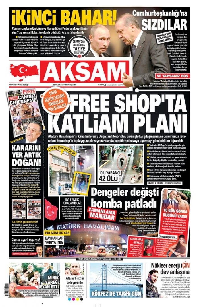 Günün gazete manşetleri (30 Haziran 2016)