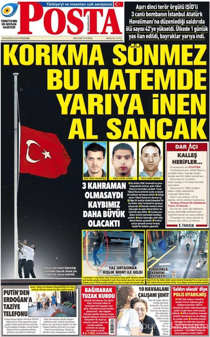 Günün gazete manşetleri (30 Haziran 2016)