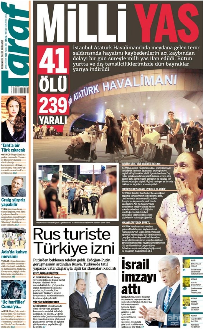 Günün gazete manşetleri (30 Haziran 2016)