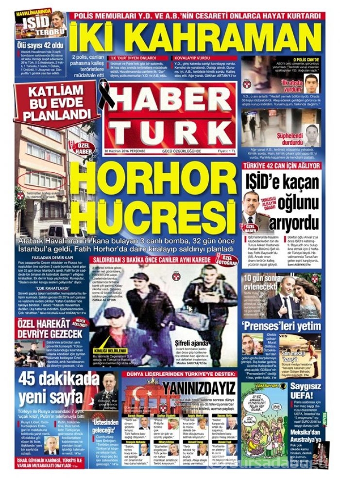 Günün gazete manşetleri (30 Haziran 2016)