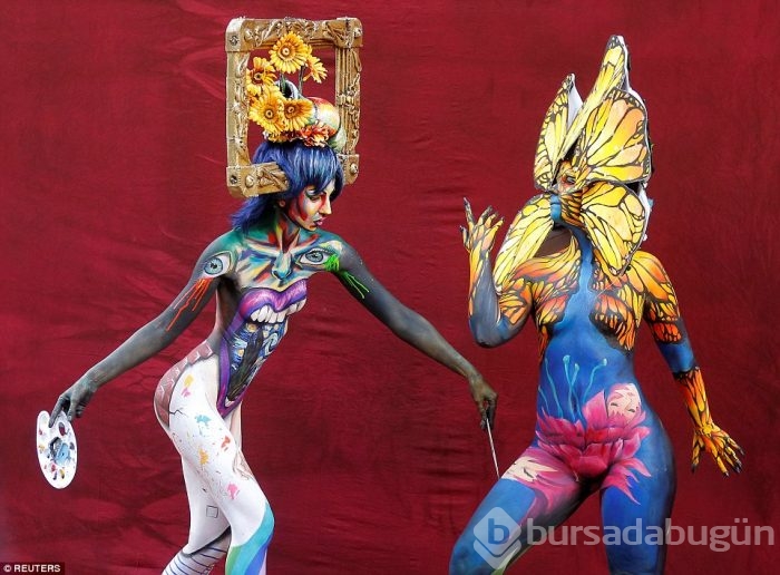 Vücut boyama sanatının ustaları festivalde buluştu