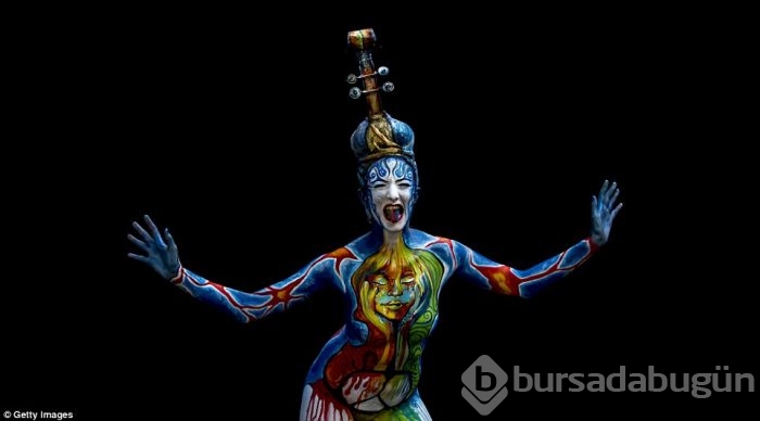 Vücut boyama sanatının ustaları festivalde buluştu