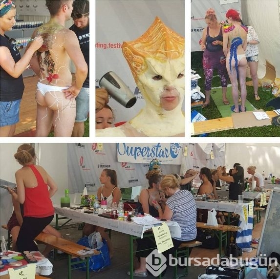Vücut boyama sanatının ustaları festivalde buluştu