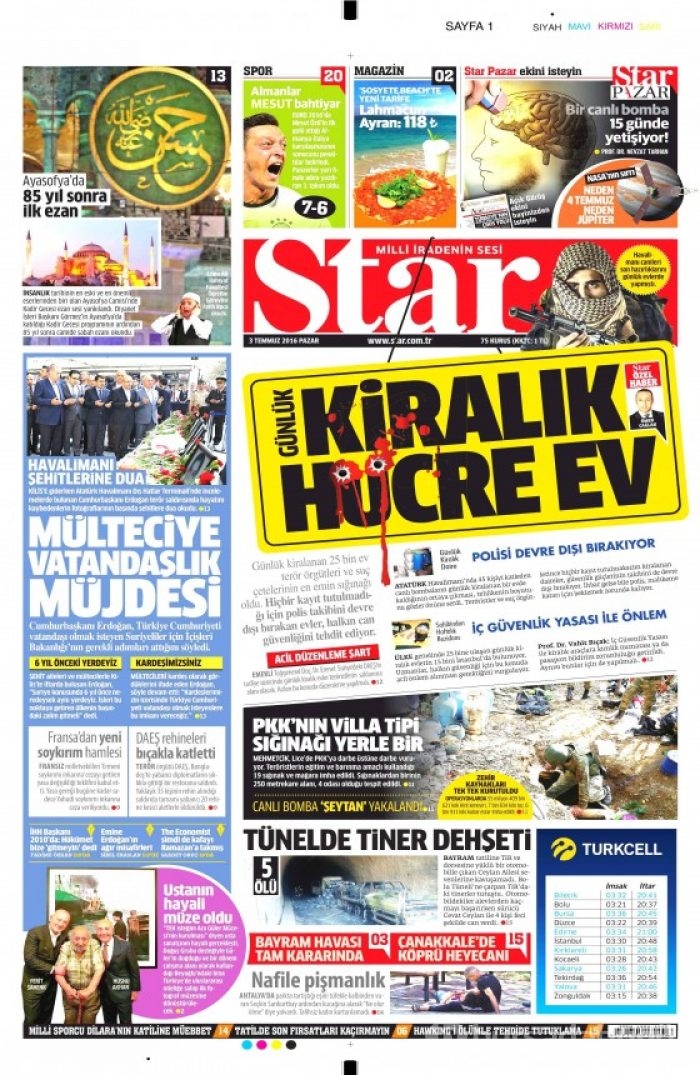 Gazete manşetleri  (03-07-2016) 