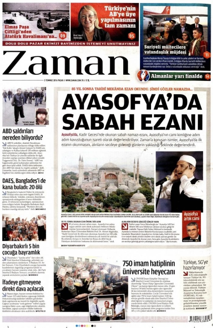Gazete manşetleri  (03-07-2016) 