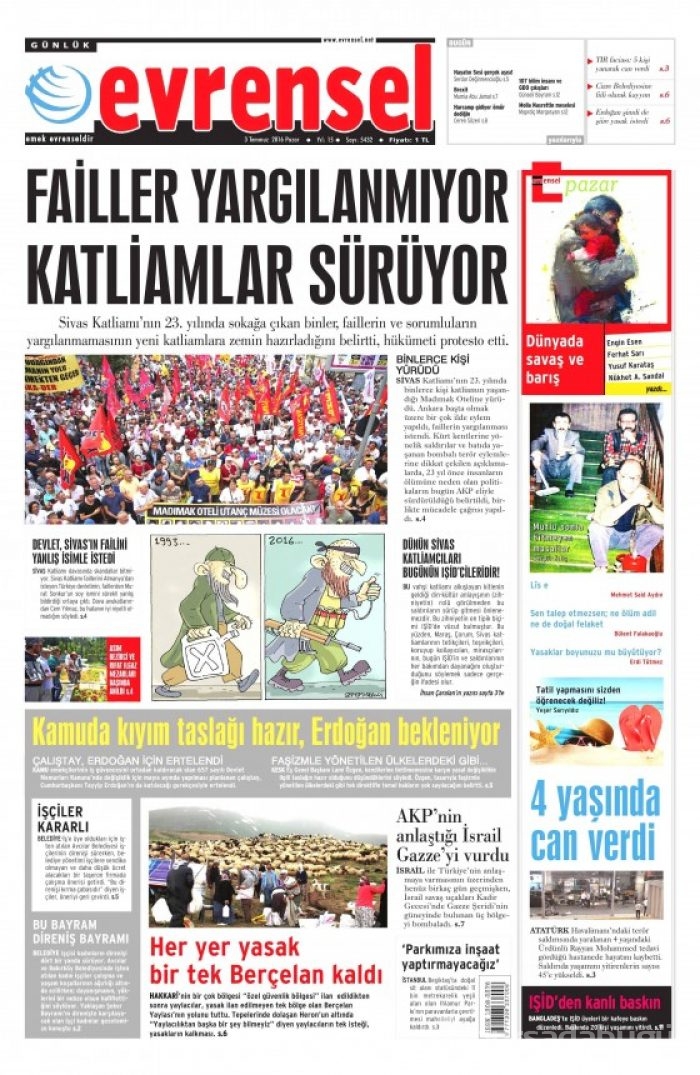 Gazete manşetleri  (03-07-2016) 