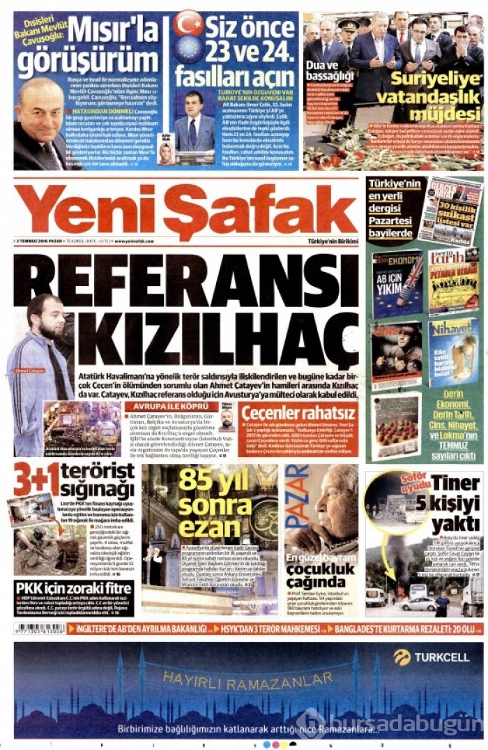 Gazete manşetleri  (03-07-2016) 