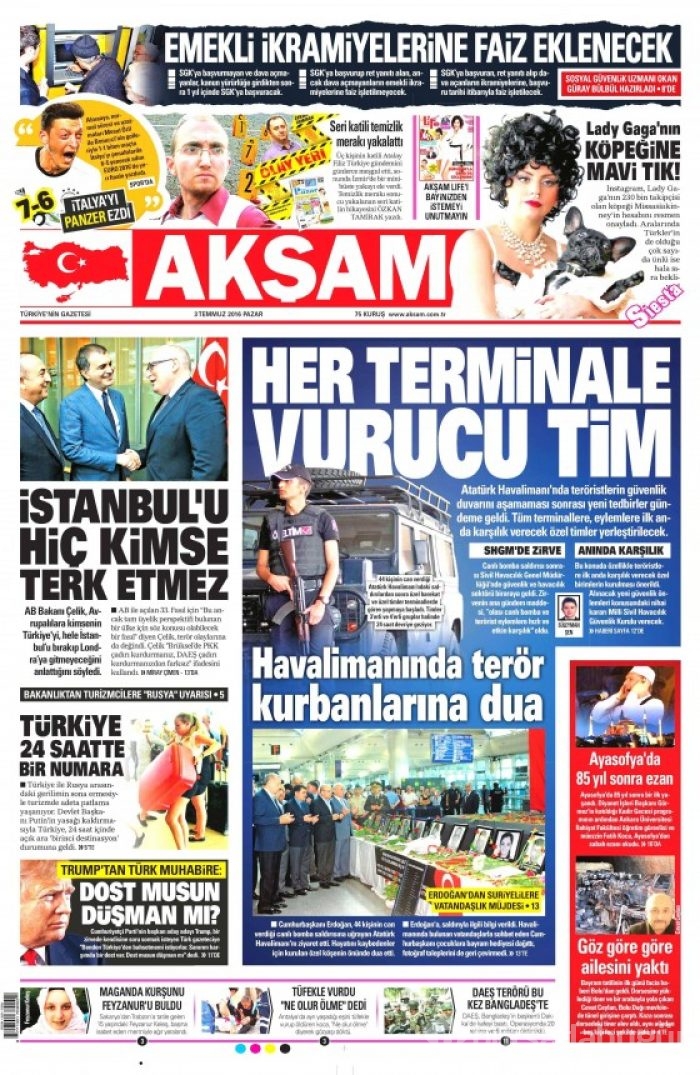 Gazete manşetleri  (03-07-2016) 