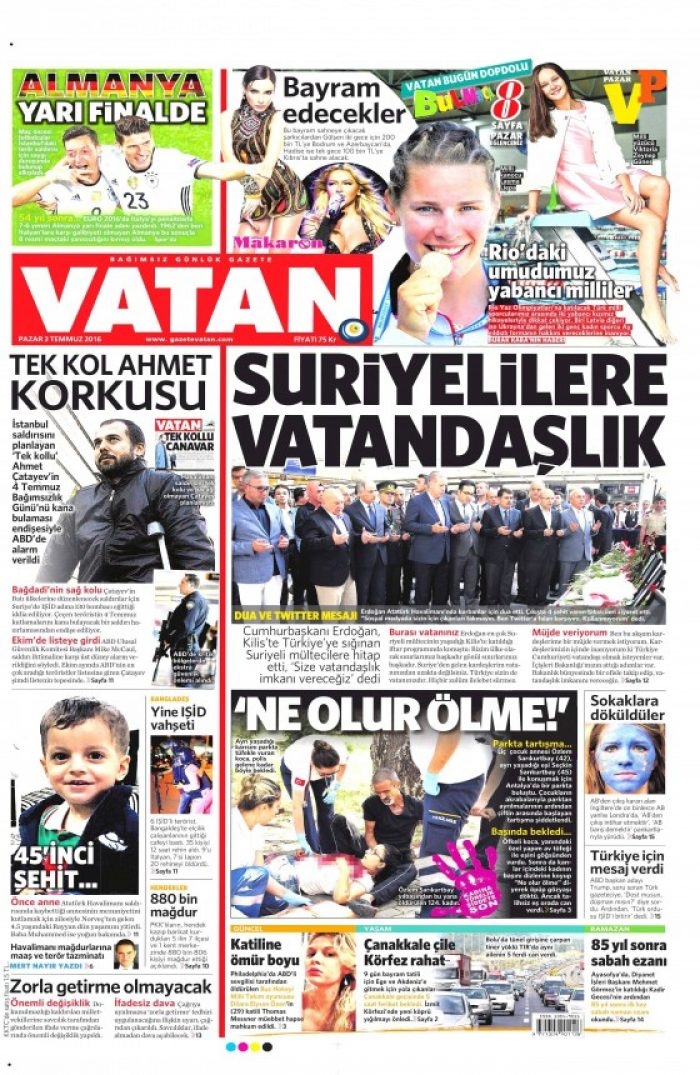 Gazete manşetleri  (03-07-2016) 
