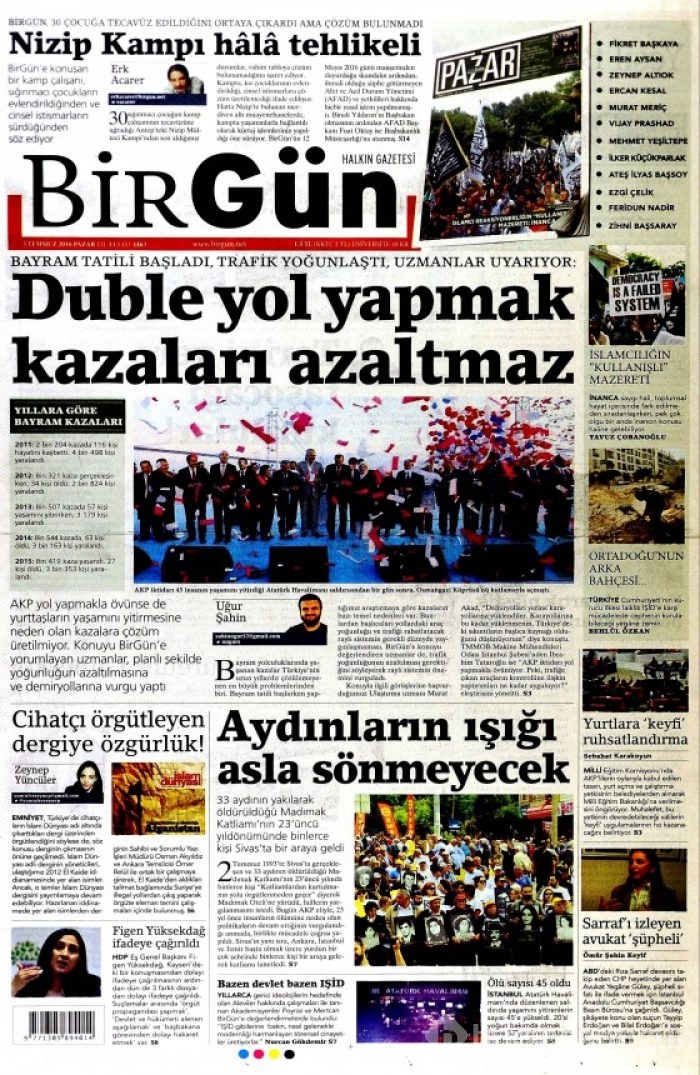 Gazete manşetleri  (03-07-2016) 