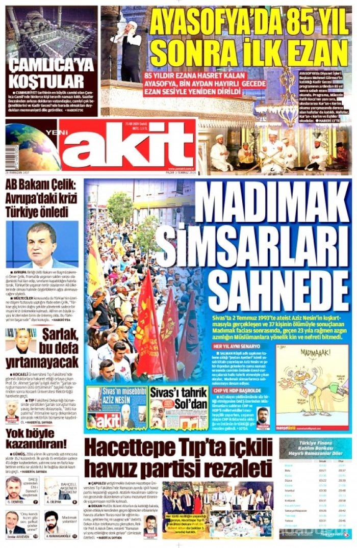 Gazete manşetleri  (03-07-2016) 