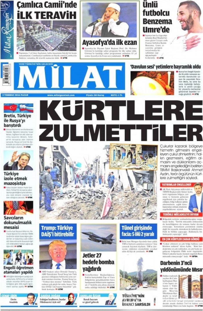 Gazete manşetleri  (03-07-2016) 