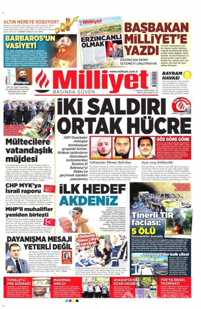 Gazete manşetleri  (03-07-2016) 
