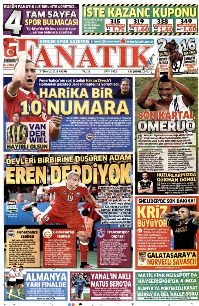 Gazete manşetleri  (03-07-2016) 
