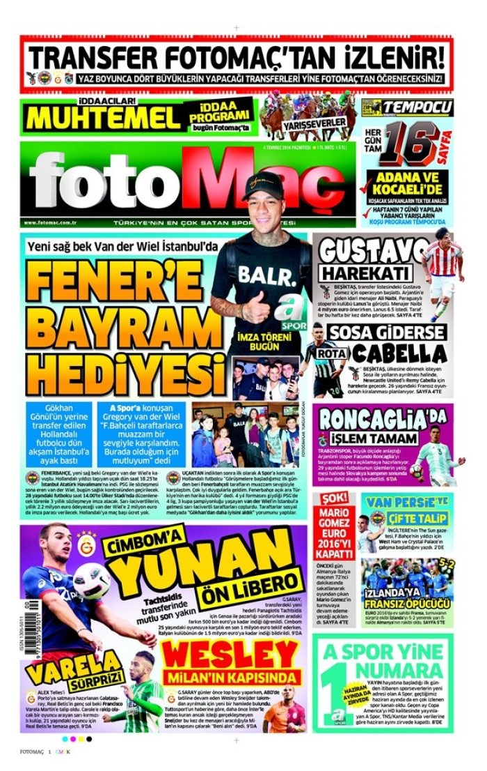 Günün gazete manşetleri (4 Temmuz 2016)