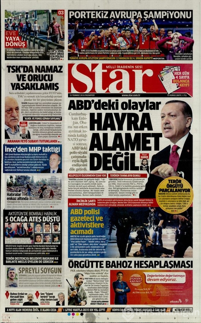 Günün gazete manşetleri - 11 Temmuz 2016