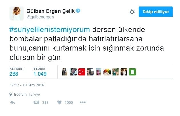 Gülben Ergen'den tartışma yaratan Suriyeliler tweeti