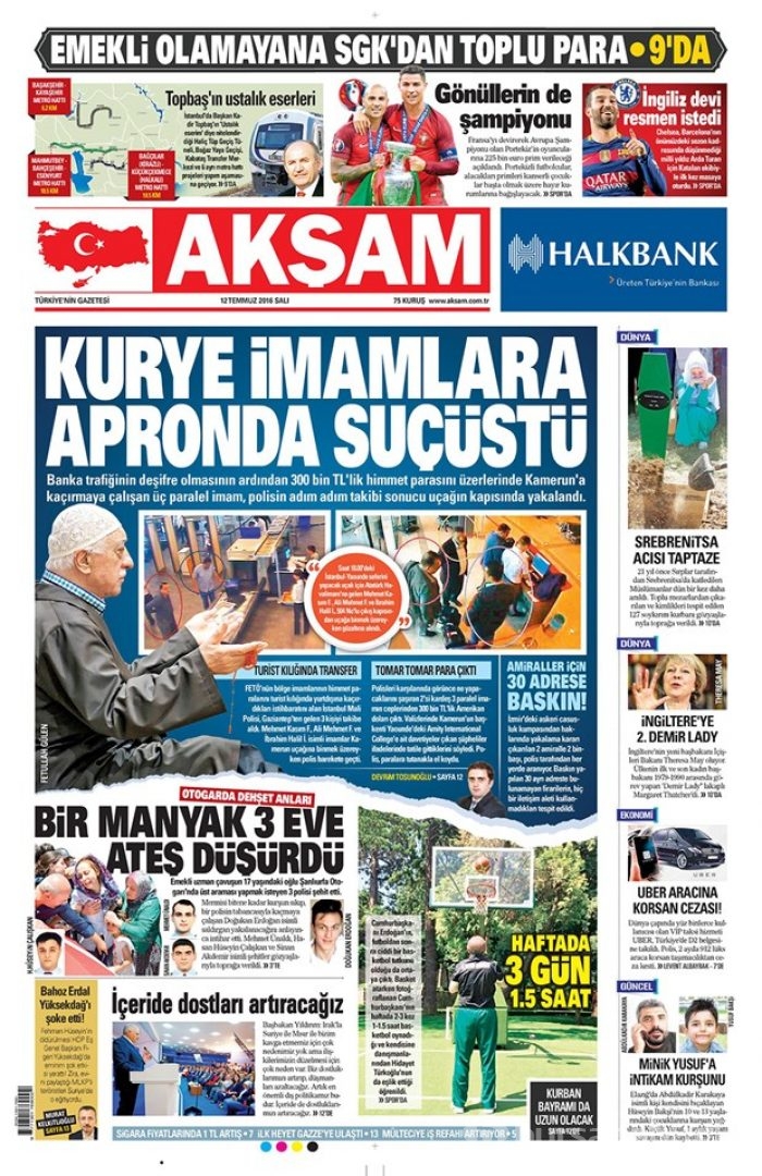 Günün gazete manşetleri - 12 Temmuz 2016